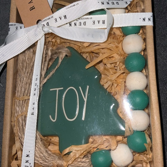 Rae Dunn JOY home beads with ceramic tree ornament charm garland - Picture 3 of 7